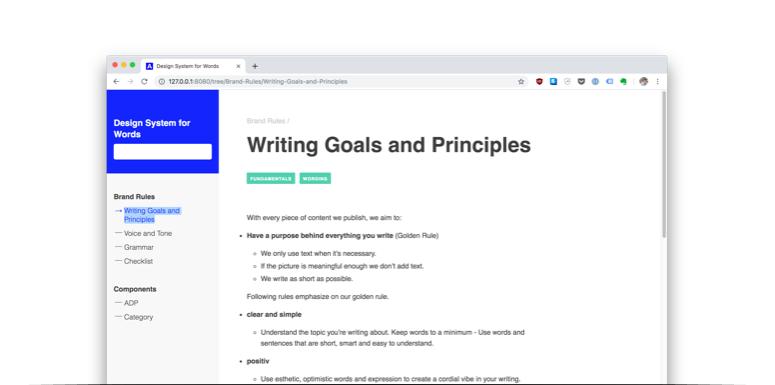 Design System for writing consistently copytext
